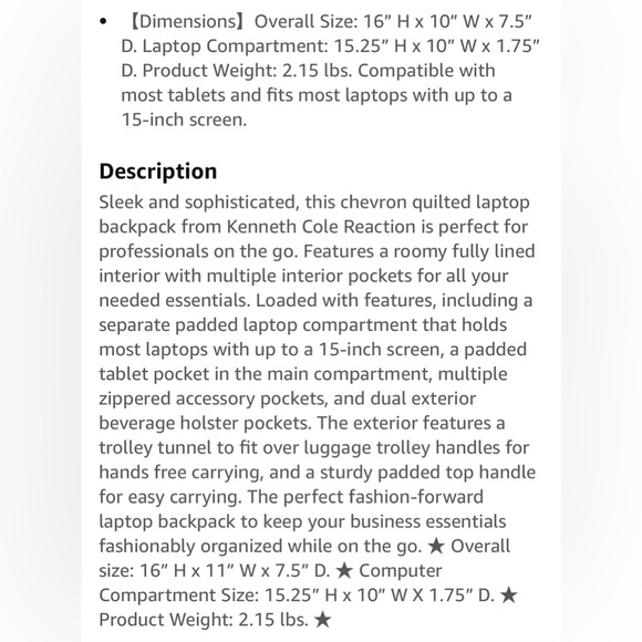 Kenneth Cole Backpack - Picture 4 of 4